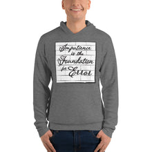 Load image into Gallery viewer, UNI 1- &#39;Impatience is the Foundation for Error&#39; Brick Wall Unisex hoodie