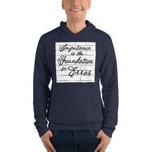 Load image into Gallery viewer, UNI 1- &#39;Impatience is the Foundation for Error&#39; Brick Wall Unisex hoodie